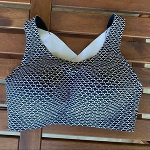 Lululemon Black and White Enlite Front-Zip Bra High Support 34DD